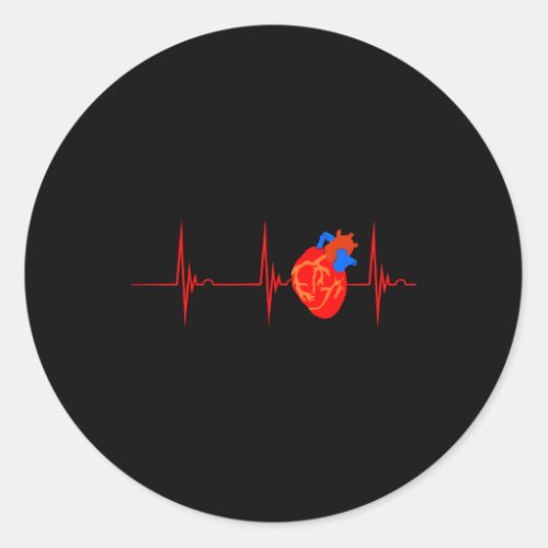 Cardiology Anatomy He Rhythm Ekg Pulse Cardiac Nur Classic Round Sticker