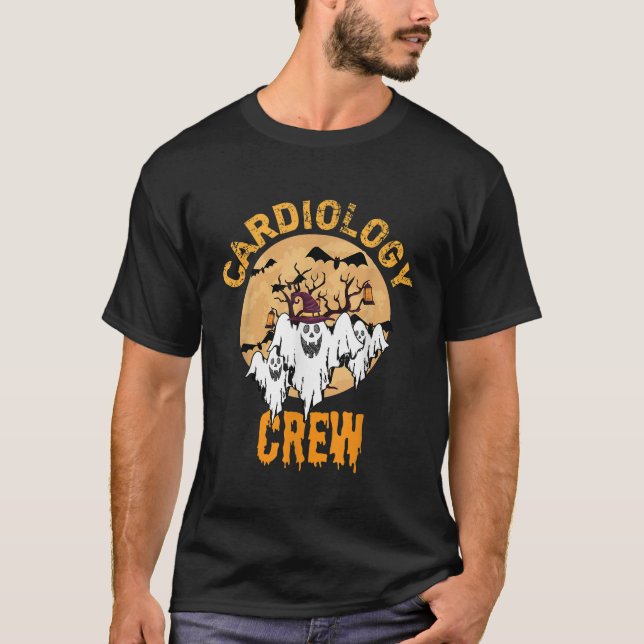 Cardiology Boo Crew Halloween Ghost T-Shirt (Front)