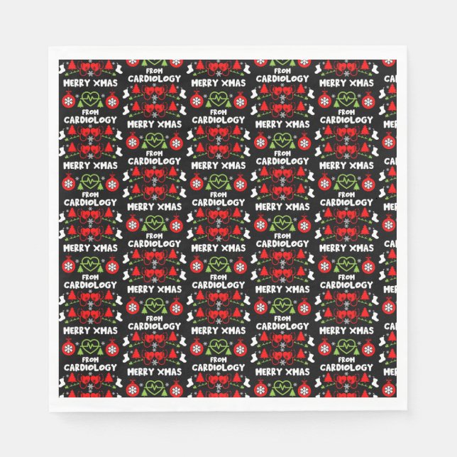 Cardiology Christmas Medical Staff Gifts Napkins (Front)