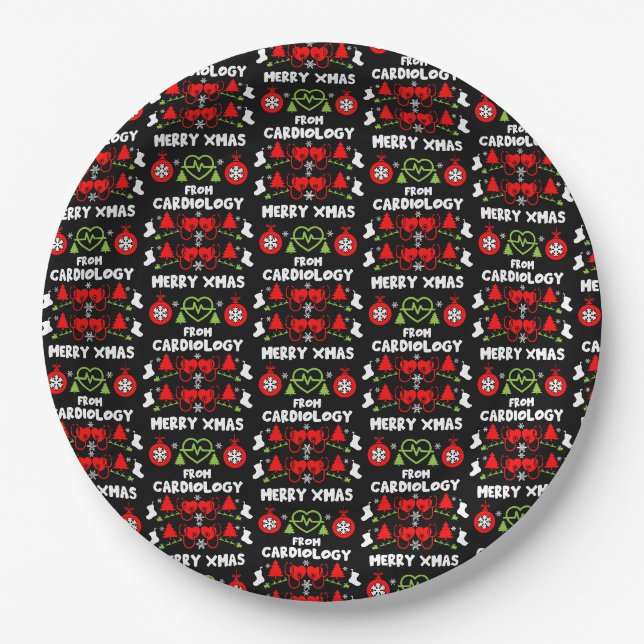 Cardiology Christmas Medical Staff Gifts Paper Plates (Front)