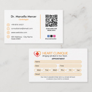 Cardiology Clinic Business   Clean Appointment Card