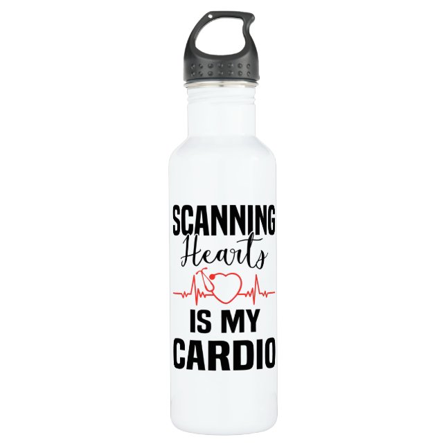 Cardiology Heart Surgery Heartbeat Cardiologist Stainless Steel Water Bottle (Front)