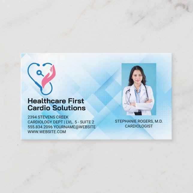 Cardiology Logo | Medicine | Physician Business Card (Front)