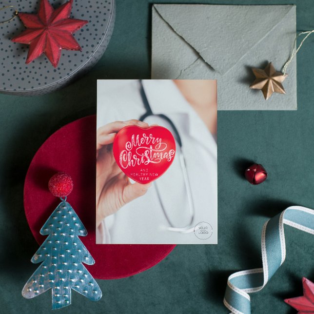 Cardiology Medical Doctor Healthy New Year Xmas Holiday Card (Creator Uploaded)