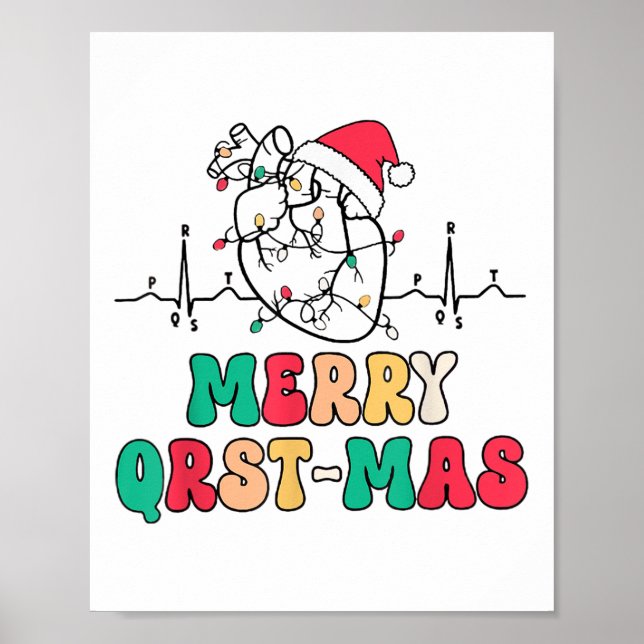 Cardiology Nurse Christmas Ecg Heart Anatomy Tachy Poster (Front)
