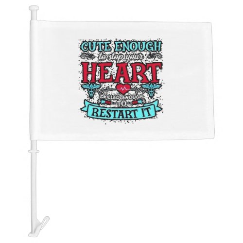 Cardiology Nurse Graphic  Dress Car Flag