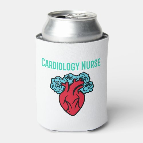 Cardiology Nurse Heart and Roses T Shirt   Can Cooler