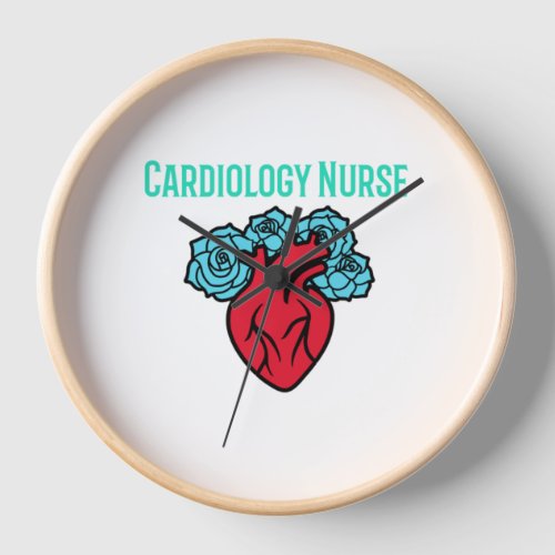 Cardiology Nurse Heart and Roses T Shirt   Clock