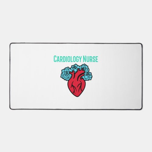 Cardiology Nurse Heart and Roses T Shirt   Desk Mat