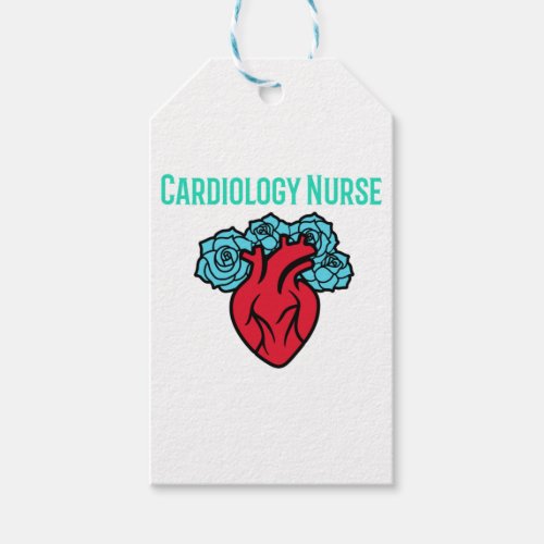 Cardiology Nurse Heart and Roses T Shirt   Gift Tags