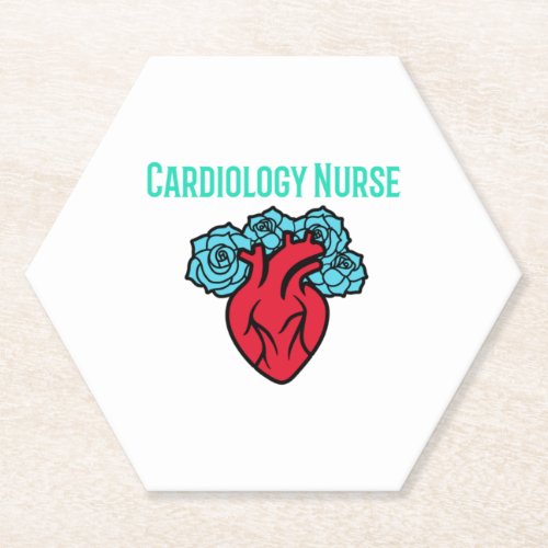 Cardiology Nurse Heart and Roses T Shirt   Paper Coaster