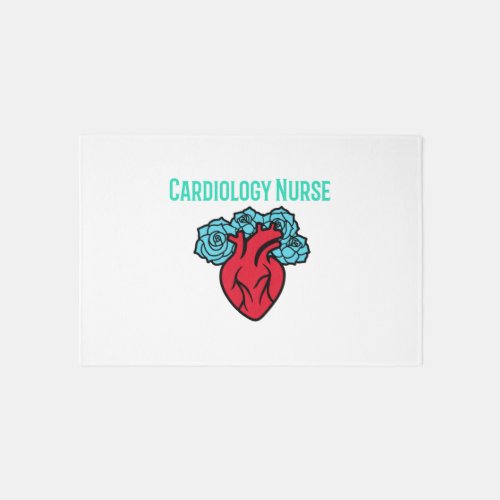 Cardiology Nurse Heart and Roses T Shirt   Rug
