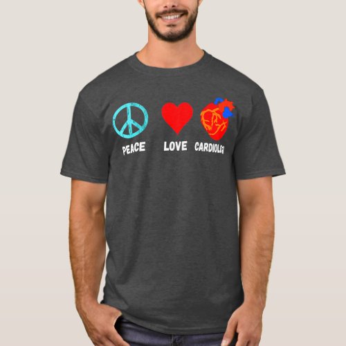 Cardiology Peace Love Cardiologist Cardiac Cath T_Shirt