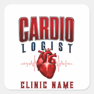 Cardiology Team Heartbeat Medical Design Square Sticker