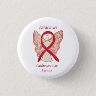 Cardiovascular Disease Awareness Angel Ribbon Pin