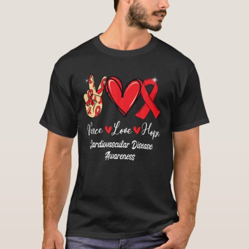 Cardiovascular Disease Awareness Peace Love Hope R T_Shirt