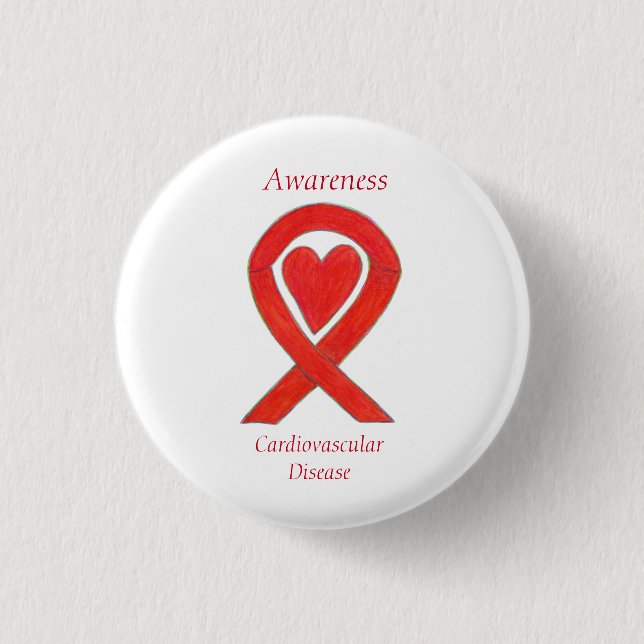 Cardiovascular Disease Heart Awareness Ribbon Pin (Front)