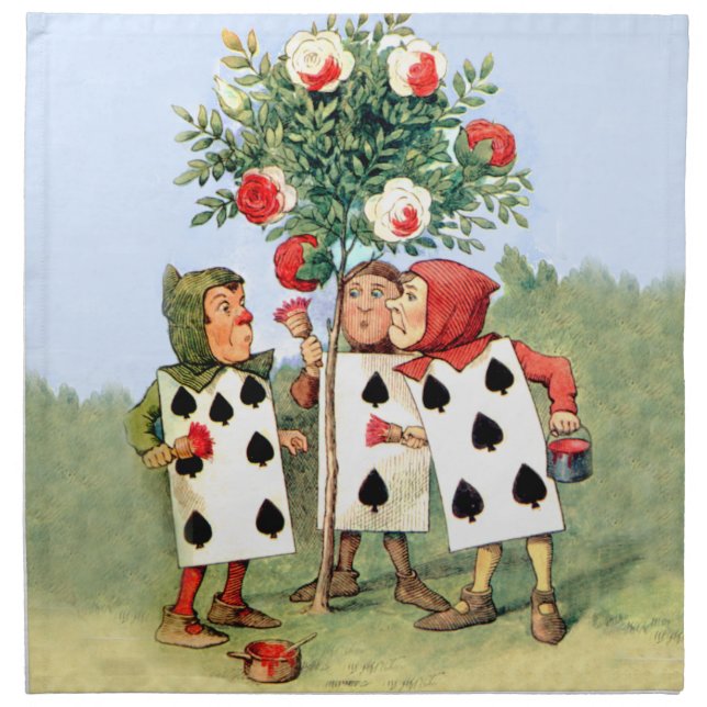 Cardmen Paint the Queen Roses in Wonderland Cloth Napkin (Front)