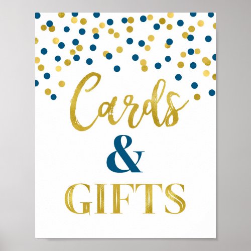 Cards and Gifts Baby Shower Sign Navy Blue Gold
