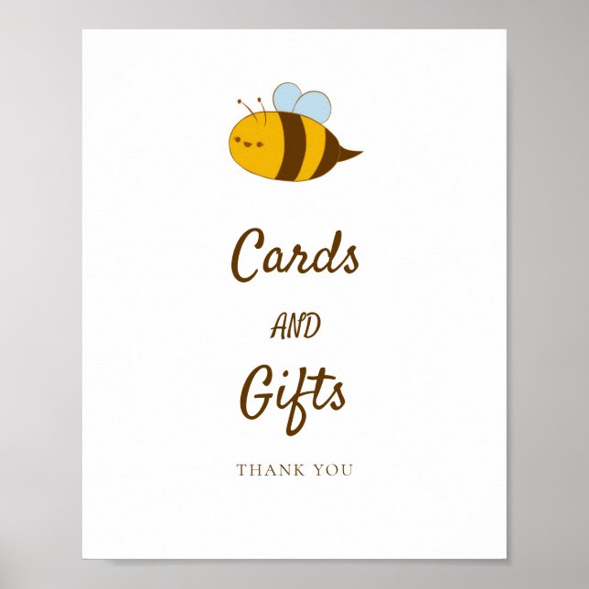 Cards and Gifts Bee Baby Shower Cute Kawaii Sweet Poster (Front)