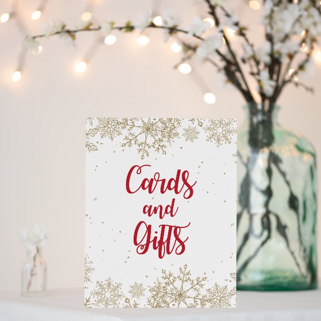 Cards and Gifts Birthday Red and Gold Snowflakes Foam Board (In Situ (Wedding))