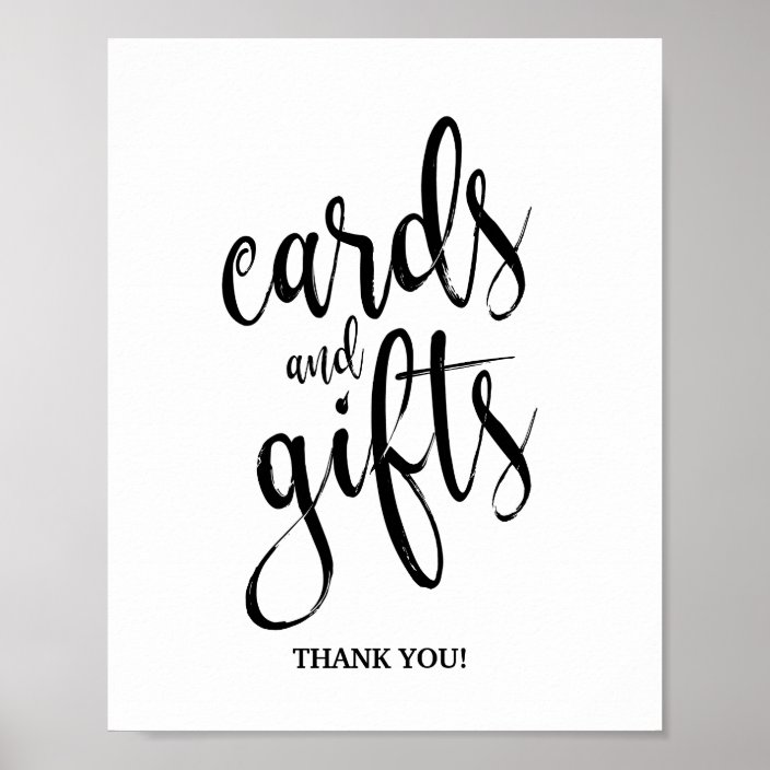 Cards and Gifts Black and White 8x10 Wedding Sign | Zazzle.com