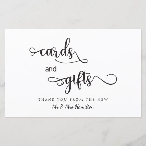 Cards and Gifts Black White Modern Wedding Sign