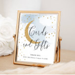 Cards and Gifts Blue Gold Moon Baby Shower Table Poster<br><div class="desc">A perfect frameable poster for your Gift Table. Personalize with your name and shower date using the template form.</div>