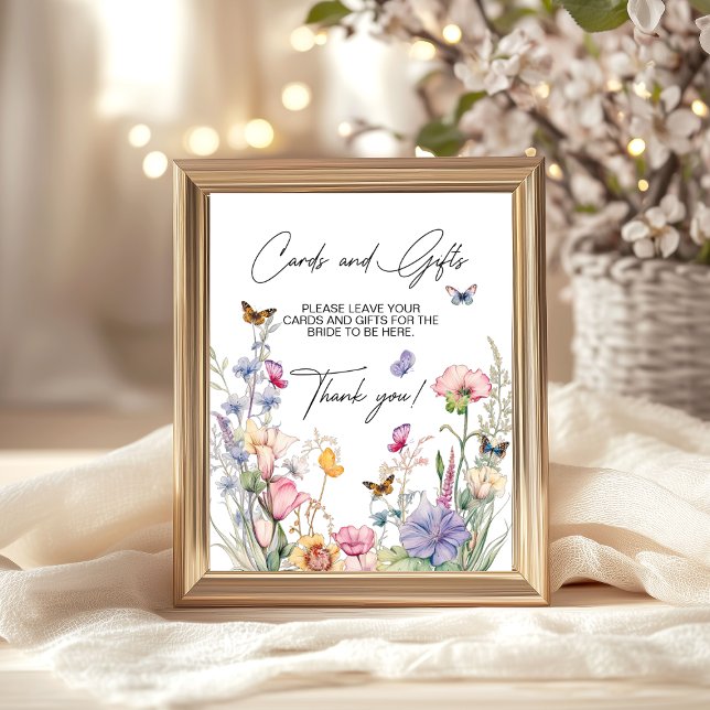 Cards and Gifts Blue Wildflowers Bridal Shower Poster (Creator Uploaded)
