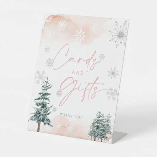 Cards and Gifts blush and pink winter sign