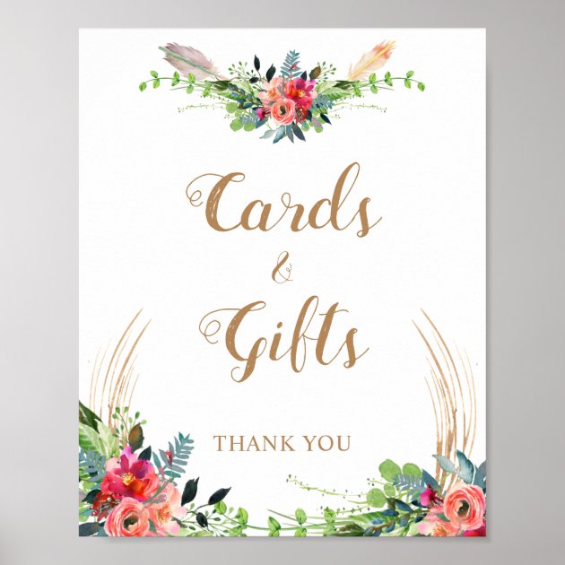 Cards And Gifts Boho Country Floral Wedding Sign
