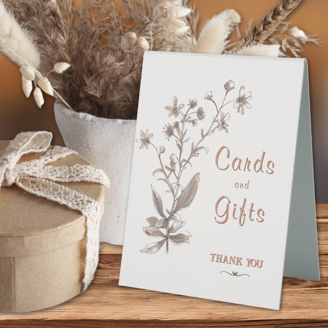 Cards and Gifts Boho Wildflowers Copper Wedding Table Tent (Creator Uploaded)