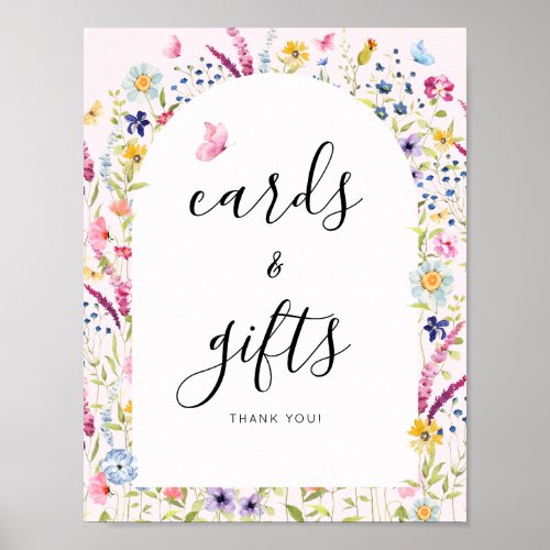 Cards and Gifts Bridal Shower Floral Sign
