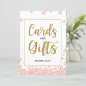 Cards and Gifts Bridal Shower Sign | Pink and Gold (Standing Front)