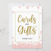 Cards and Gifts Bridal Shower Sign | Pink and Gold (Front)