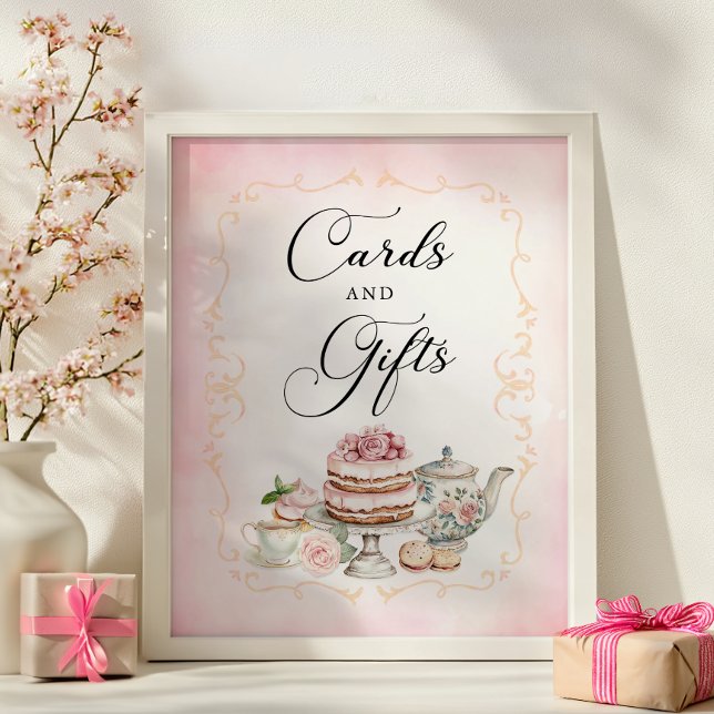 Cards and Gifts Bridal Shower Sign – Tea Party  (Cards & Gifts Sign)