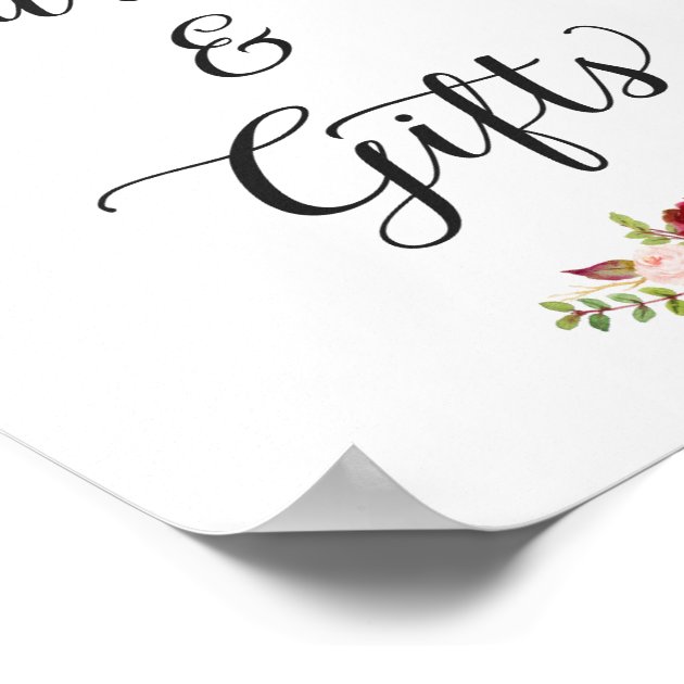 Cards And Gifts | Burgundy Floral Wedding Sign