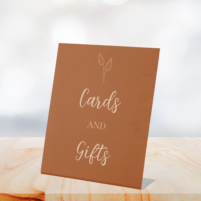 Cards and Gifts Burnt Orange Boho Copper Wedding Pedestal Sign (Creator Uploaded)