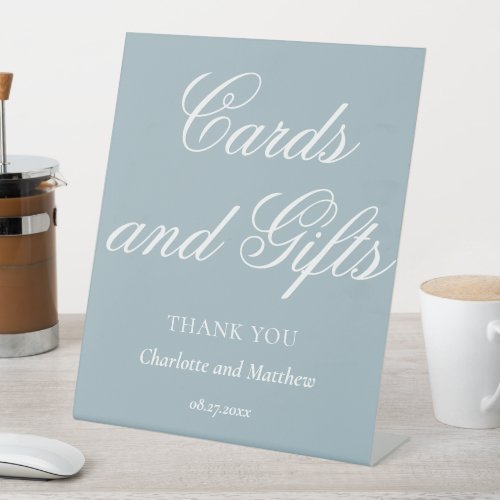Cards And Gifts Chic Modern Dusty Blue Wedding Ped Pedestal Sign