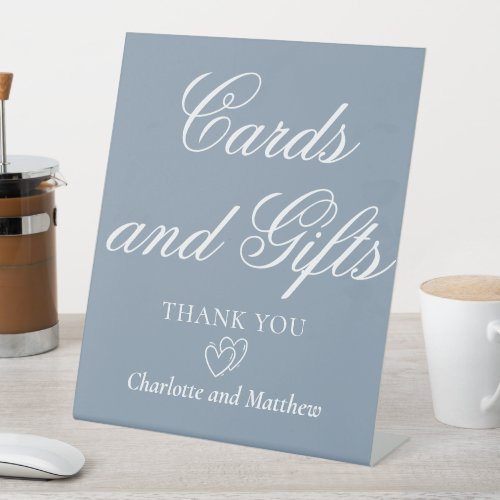 Cards And Gifts Chic Modern Dusty Blue Wedding Pedestal Sign