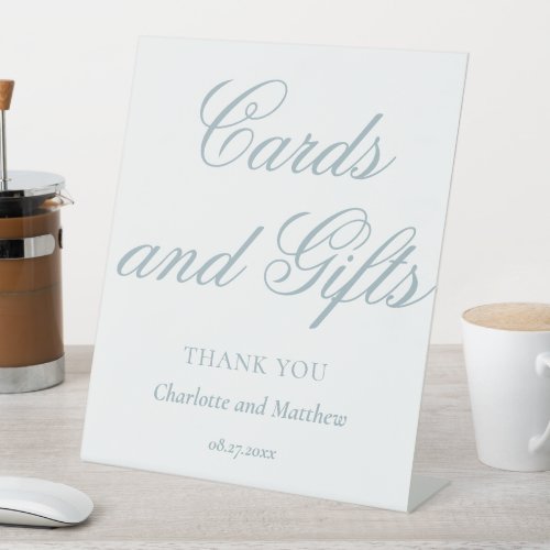Cards And Gifts Chic Modern Dusty Blue Wedding Pedestal Sign