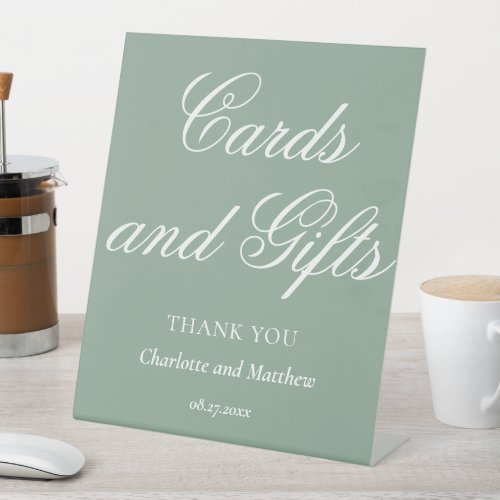 Cards And Gifts Chic Modern Green Wedding Pedestal Sign