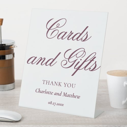 Cards And Gifts Chic Modern Plum Wedding Pedestal Sign