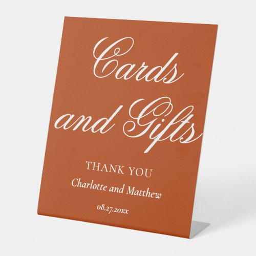 Cards And Gifts Chic Modern Rust Wedding Event Pedestal Sign