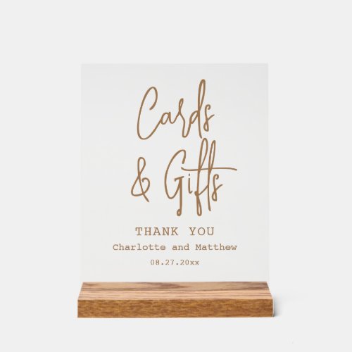 Cards And Gifts Chic Modern Wedding Event Acrylic Sign