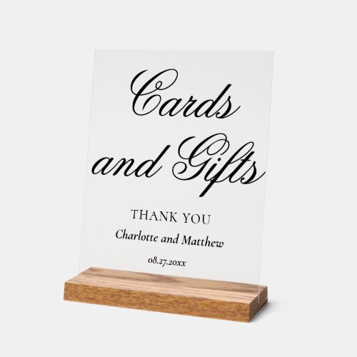 Cards And Gifts Chic Modern Wedding Event Acrylic Sign