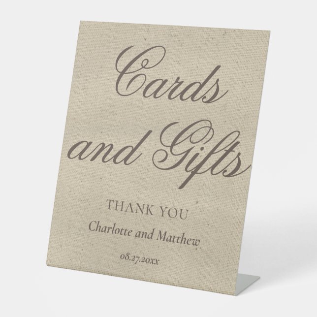 Cards And Gifts Chic Modern Wedding Event Pedestal Sign (Front)