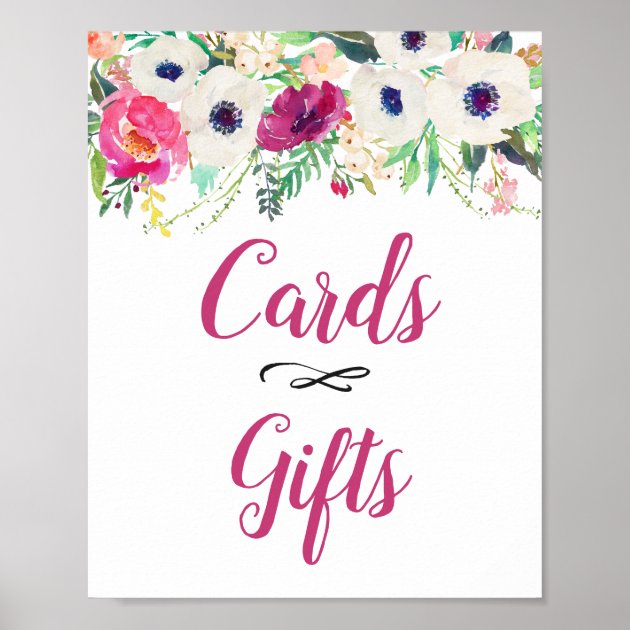 Cards And Gifts Cream Purple Floral Wedding Sign
