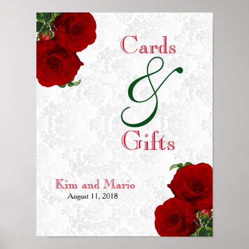 Cards and Gifts _ Deep Red Rose Wedding Poster