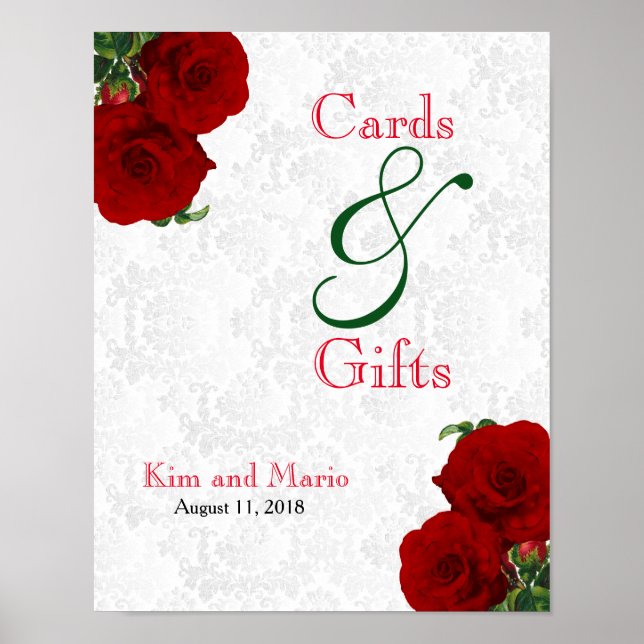 Cards and Gifts - Deep Red Rose Wedding Poster (Front)